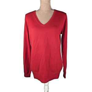 NWT Jennie Liu Cashmere Sweater Sz XL Cherry Red Classic Preppy Quiet Luxury
